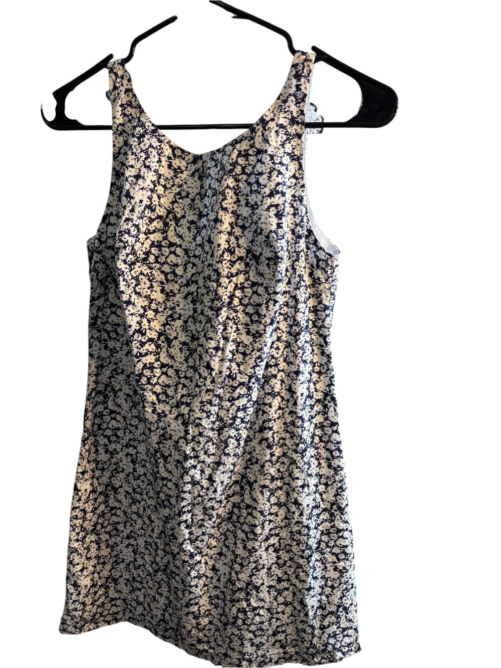 Zara Navy & Cream Floral Scoop-Neck Mini Dress
